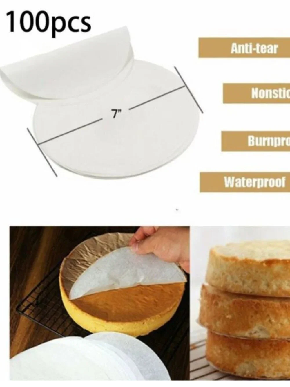 100 Pcs Round Parchment Paper Liner Cake Pans Air Fryer Cheesecake Baking 7